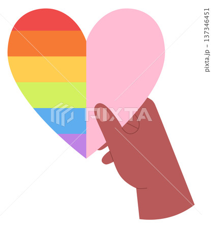 Rainbow heart in human hand. Diversity love celebration 137346451