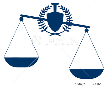 Imbalanced scales logo. Libra icon. Justice symbol 137346599