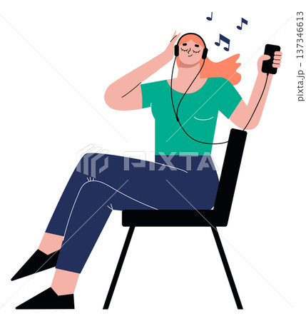 Enjoying person listen music in headphones. Leisure time concept Enjoying person listen music in headphones. Leisure time concept 137346613