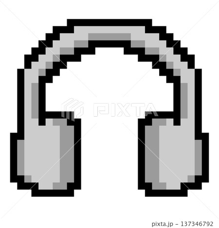 Pixel style headphones icon isolated on white background 137346792