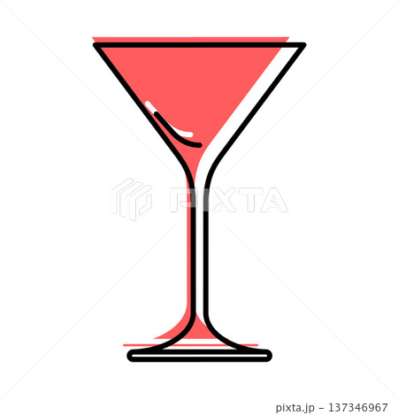 martini cocktail glass contour cartoon style with green shadow martini cocktail glass contour cartoon style with green shadow 137346967