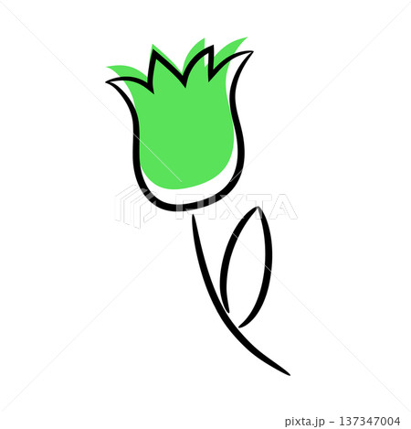 icon of lily flower contour cartoon style with green shadow icon of lily flower contour cartoon style with green shadow 137347004
