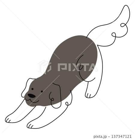 Playing labrador dog. Cute friendly animal doodle Playing labrador dog. Cute friendly animal doodle 137347121