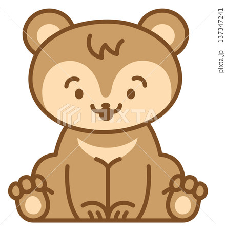 Bear in kawaii style. Sitting baby animal icon 137347241