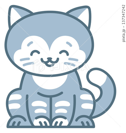 Cat kawaii icon. Laughing animal color emoji 137347242
