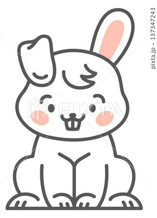 Bunny icon in japanese kawaii color line icon Bunny icon in japanese kawaii color line icon 137347243