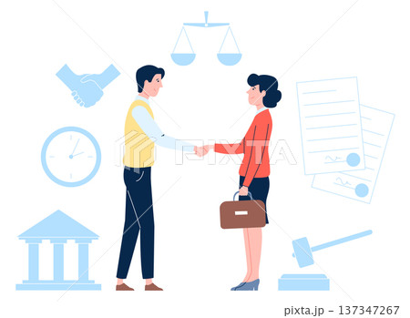 Legal agreement. Attorney client deal color icon Legal agreement. Attorney client deal color icon 137347267
