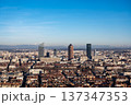 Lyon, france. December 27, 2023. Lyon cityscape showing the modern business district part-dieu with its skyscrapers and historical buildings, distant alps visible 137347353