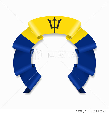 Barbadian flag circular wavy ribbon, ideal for patriotic design themes. Vector illustration. Barbadian flag circular wavy ribbon, ideal for patriotic design themes. Vector illustration. 137347479