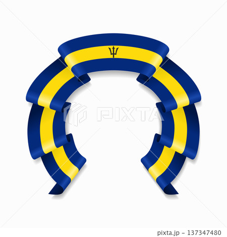 Barbadian flag circular wavy ribbon, ideal for patriotic design themes. Vector illustration. Barbadian flag circular wavy ribbon, ideal for patriotic design themes. Vector illustration. 137347480