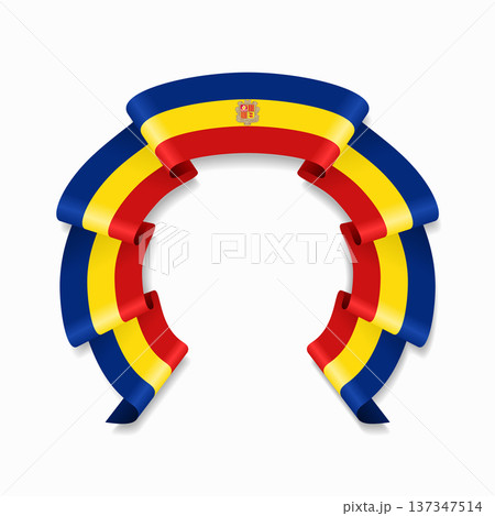 Andorran flag circular wavy ribbon, ideal for patriotic design themes. Vector illustration. Andorran flag circular wavy ribbon, ideal for patriotic design themes. Vector illustration. 137347514