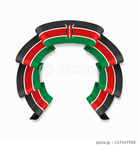 Kenyan flag circular wavy ribbon, ideal for patriotic design themes. Vector illustration. Kenyan flag circular wavy ribbon, ideal for patriotic design themes. Vector illustration. 137347598