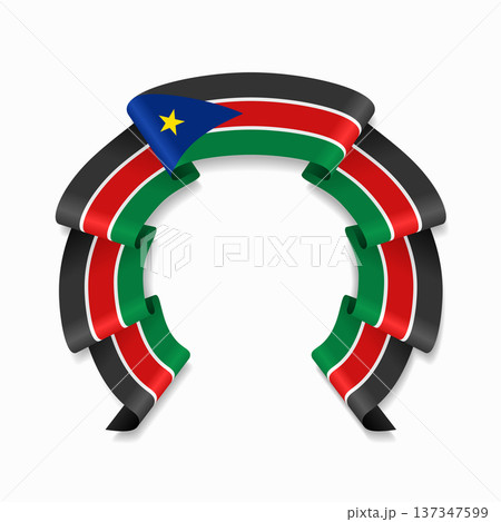 South Sudan flag circular wavy ribbon, ideal for patriotic design themes. Vector illustration. South Sudan flag circular wavy ribbon, ideal for patriotic design themes. Vector illustration. 137347599