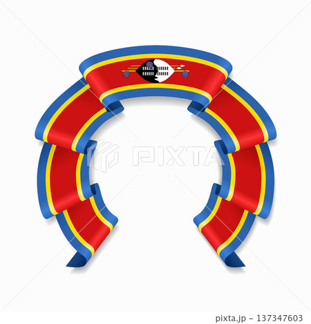 Eswatini flag circular wavy ribbon, ideal for patriotic design themes. Vector illustration. Eswatini flag circular wavy ribbon, ideal for patriotic design themes. Vector illustration. 137347603