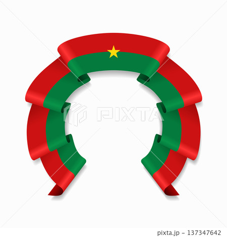 Burkina Faso flag circular wavy ribbon, ideal for patriotic design themes. Vector illustration. Burkina Faso flag circular wavy ribbon, ideal for patriotic design themes. Vector illustration. 137347642