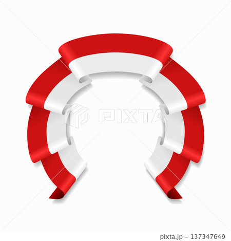 Indonesian flag circular wavy ribbon, ideal for patriotic design themes. Vector illustration. Indonesian flag circular wavy ribbon, ideal for patriotic design themes. Vector illustration. 137347649