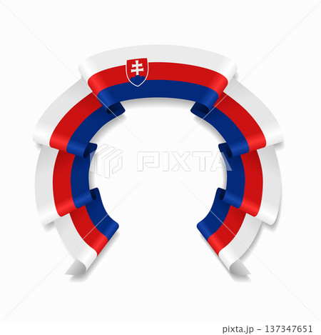 Slovakian flag circular wavy ribbon, ideal for patriotic design themes. Vector illustration. Slovakian flag circular wavy ribbon, ideal for patriotic design themes. Vector illustration. 137347651