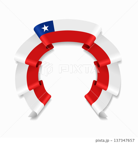 Chilean flag circular wavy ribbon, ideal for patriotic design themes. Vector illustration. Chilean flag circular wavy ribbon, ideal for patriotic design themes. Vector illustration. 137347657