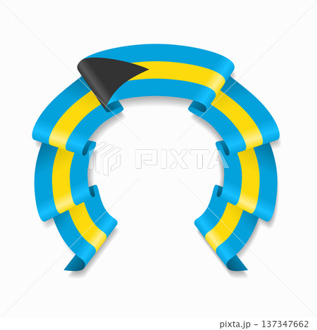 Bahamian flag circular wavy ribbon, ideal for patriotic design themes. Vector illustration. Bahamian flag circular wavy ribbon, ideal for patriotic design themes. Vector illustration. 137347662