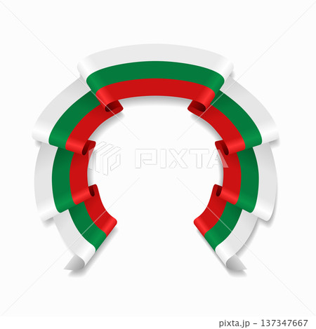 Bulgarian flag circular wavy ribbon, ideal for patriotic design themes. Vector illustration. Bulgarian flag circular wavy ribbon, ideal for patriotic design themes. Vector illustration. 137347667