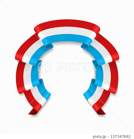 Luxembourg flag circular wavy ribbon, ideal for patriotic design themes. Vector illustration. 137347682