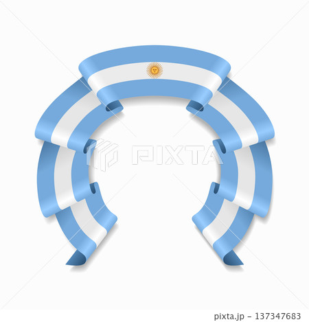 Argentinean flag circular wavy ribbon, ideal for patriotic design themes. Vector illustration. 137347683