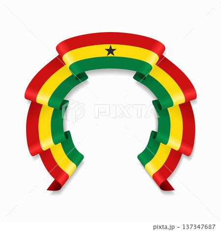 Ghana flag circular wavy ribbon, ideal for patriotic design themes. Vector illustration. Ghana flag circular wavy ribbon, ideal for patriotic design themes. Vector illustration. 137347687