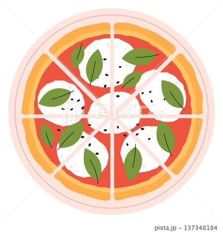 Neapolitan pizza sliced color icon. Tasty food Neapolitan pizza sliced color icon. Tasty food 137348184