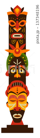 Native tribal idol pole. Cartoon voodoo icon Native tribal idol pole. Cartoon voodoo icon 137348196