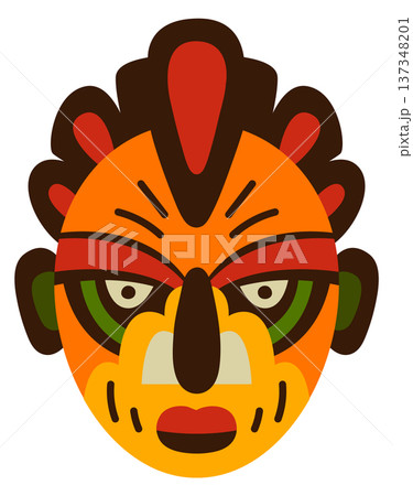 African idol cartoon icon. Color ornate head 137348201