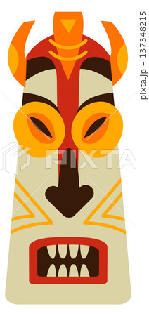 Ethnic mask. Wooden face in traditional tribal style 137348215
