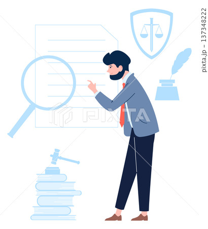Legal case research. Lawyer read document icon 137348222