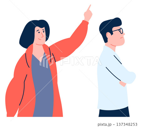 Man refuse talking. Emotional conflict. Relationship problem 137348253