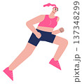 Marathon runner woman color character. Athlete race 137348299