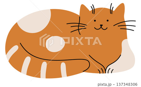 Fluffy pet doodle. Red hair cat icon 137348306