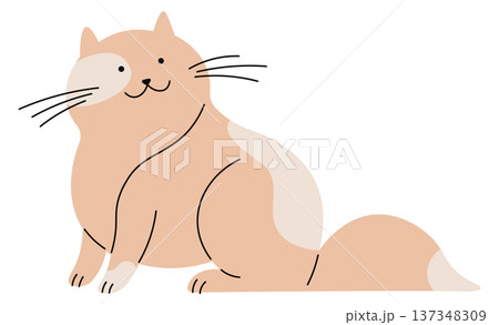 Happy cat drawing. Cute fluffy fur pet 137348309