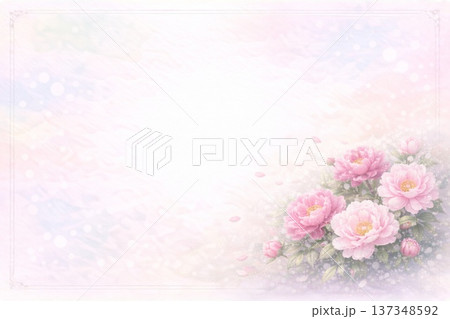 フレーム素材　花　ボタン 137348592