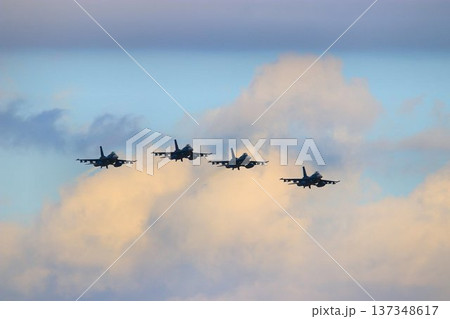 首都防空の要『百里基地』の上空を高機動飛行するF-2ジェット戦闘機 137348617