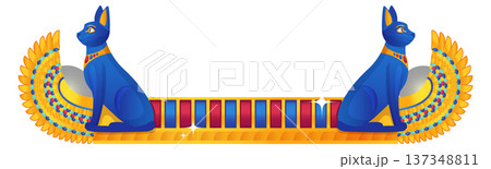 Egyptian cat god decorative border cartoon element 137348811