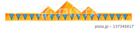 Egyptian pyramid border. Cartoon golden decorative header 137348817