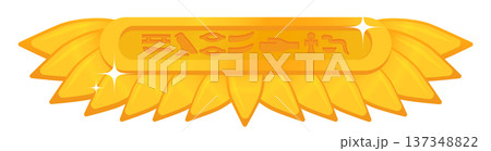 Golden egyptian sign with ancient hieroglyphs cartoon border Golden egyptian sign with ancient hieroglyphs cartoon border 137348822