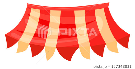 Cafe shade. Fair tent style striped awning Cafe shade. Fair tent style striped awning 137348831