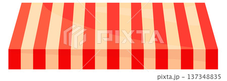 Storefront shade. Red striped marquee cartoon element Storefront shade. Red striped marquee cartoon element 137348835