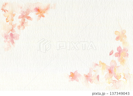 水彩の桜フレーム　春の花の背景素材（コピースペース） 137349043