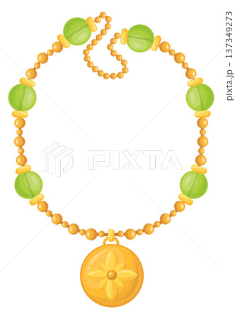 Golden pendant necklace. Precious jewelry cartoon icon 137349273