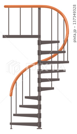 Spiral staircase cartoon icon. House wooden construction Spiral staircase cartoon icon. House wooden construction 137349328