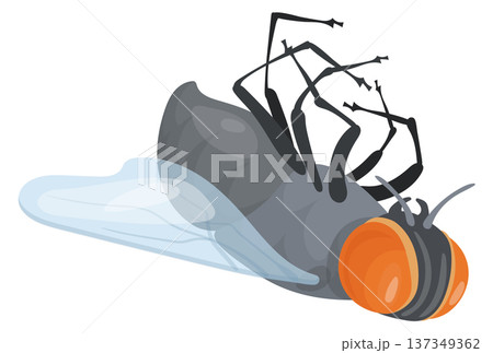 Dead fly icon. Insecticide mascot. Lifeless insect 137349362