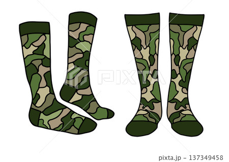 Military style socks on legs camouflage pattern fashion clothing set 137349458