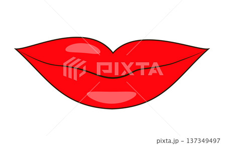 Vibrant red lips isolated on white background. Sexy lips icon. Glamour fashion vector illustration. Perfect for cosmetic products, beauty salons and makeup artists. 137349497