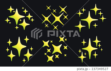 Sparkle flashlights silhouettes. Shiny glitter stars, twinkling sparkles and stars isolated flat vector illustration set. Flickering shiny sparkles collection Sparkle flashlights silhouettes. Shiny glitter stars, twinkling sparkles and stars isolated flat vector illustration set. Flickering shiny sparkles collection 137349527